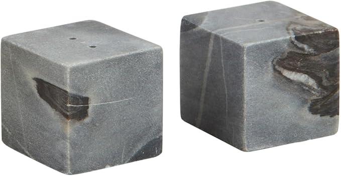 Mud Pie Grey Marble Cube Salt Pepper; 2" x 2"