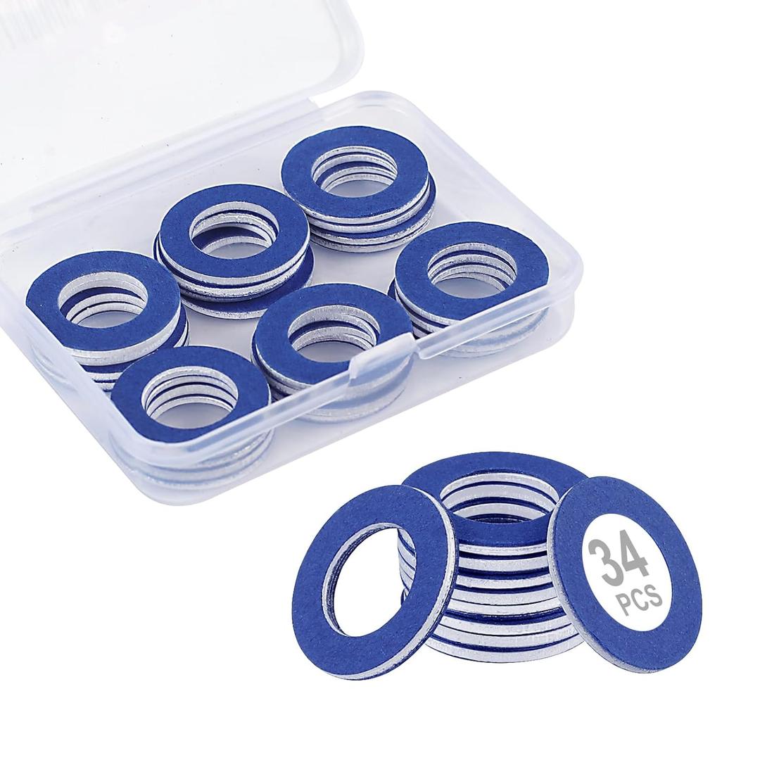 34PCS 90430-12031 Oil Drain Plug Gasket, 12mm Aluminum Crush Washer Oil Drain Plug Replaces 9043012031