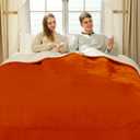 Electric Blanket King Size 100" x 90" - Soft Flannel Sherpa Heated Blanket King with Dual Control, 5 Heating Levels & 10 Hours Auto Off, Washable Heating Blanket with Fast Heating (Orange)