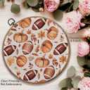 Sufamb Fall Football Pumpkin Round Wall Art Decor, Farmhouse Autumn Football Leaf Canvas Artwork Framed, Rustic Fall Wall Hanging Prints Decorations for Home Bedroom Living Room Decor, 10x10 Inches (rugby)