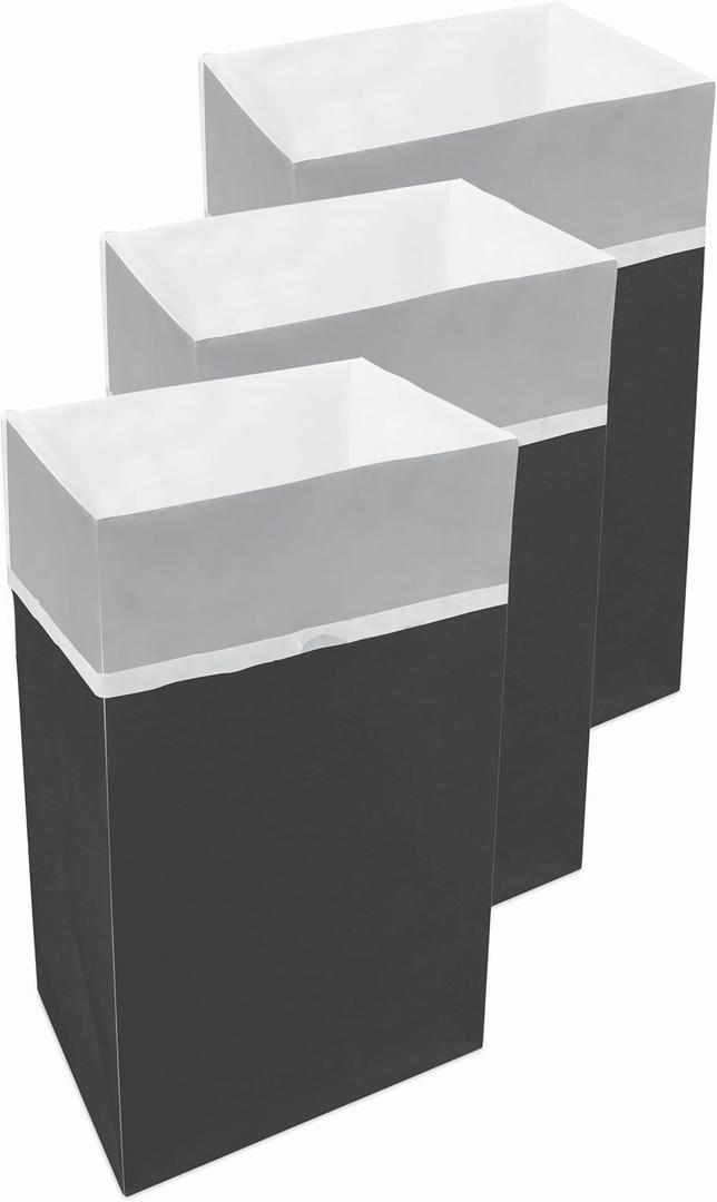 Clean Cubes 30 Gallon Disposable Pop-Up Trash Cans (3-Pack) with Fitted Bags Foldable Garbage & Recycling Bins for Parties, Events & Kitchen (Black, 30" H x 14" W x 17" D)