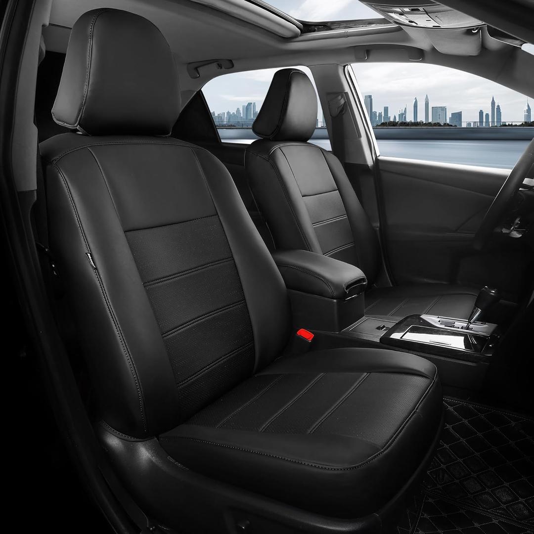 FEINEPRO for Toyota Camry Seat Covers Hybrid LE SE 2018 2019 2020 2021 2022 2023 2024 - Custom Car Seat Covers Full Set, Breathable Leather Seat Cover for Cars, Waterproof Cushion Protectors, Black