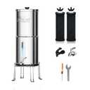 Purewell 1.5G Gravity Water Filter System, 3-Stage 0.01μm Ultra-Filtration Stainless Steel Countertop System with 2 Filters and Stand, Reduce 99% Chlorine, PW-MKS
