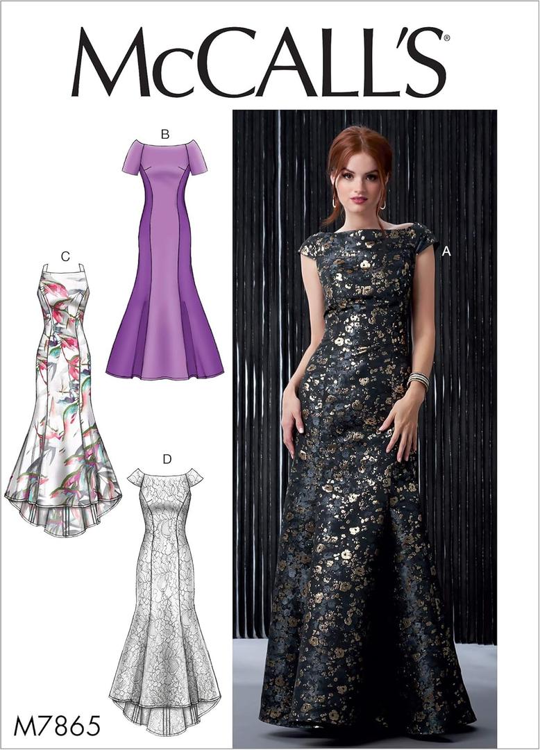 McCall Pattern McCall's Women's Floor-Length Evening Dress, Sizes 14-22 Sewing Pattern, Plain