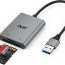 Acer SD Card Reader, USB A 3.0 to Micro Memory Card Reader, Aluminum Dual Slot SD to USB Adapter for Computer, PC, Laptop and Type A Devices, Compatible with SD/Micro SDXC/SDXC/SDHC/MMC/TF Cards