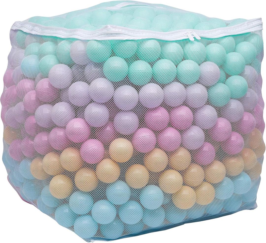 Amazon Basics BPA-Free Ball Pit Balls with Storage Bag, Crush-Proof Plastic for Toddlers Kids 12+ Months Play, 6 Pastel Colors, 1000 Count
