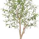 FEELEAD 5FT Artificial Olive Tree, 5 Feet Faux Olive Tree with Realistic Leaves and Natural Trunk, Potted Fake Olive Tree for Home, Living Room, Office Decor