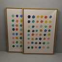 Kate and Laurel Sylvie Meditation 1 and 2 Framed Canvas Wall Art Set by Kelly Knaga; 2 Piece 23x33 Natural; Modern Abstract Colorful Polka Dot Art Set for Wall Home Decor