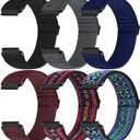 20mm Quick Release Elastic Band Compatible with Samsung Galaxy Watch 7 6 5 4 40mm 44mm/Garmin Vvoactive 6/5/3/3 Music/Forerunner 570 42mm/55/158/165/245/645/Amazift Active 2/Active/T-Rex 3 Pro 44mm (Black+Grey+Indigo+Wine Red+Boho Blue+Boho Red)