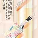 ID Badge Holder with Retractable and Detachable Lanyard, Cute Badge Reel Breakaway Lanyard with Carabiner Clip for Women, Teachers, Nurses, Students, Perfect Work and Office(Colorful Floral)