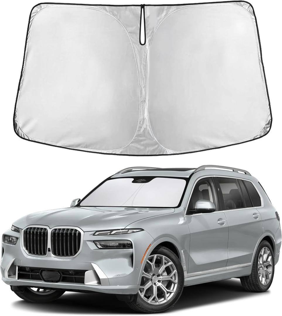 EcoNour Windshield Sunshade Compatible for BMW X7 2018-2023 2024 2025, Sun Visor for Front Windshield & Window Sun Shade Cover, UV Heat Blocker & Protector, Car Accessories