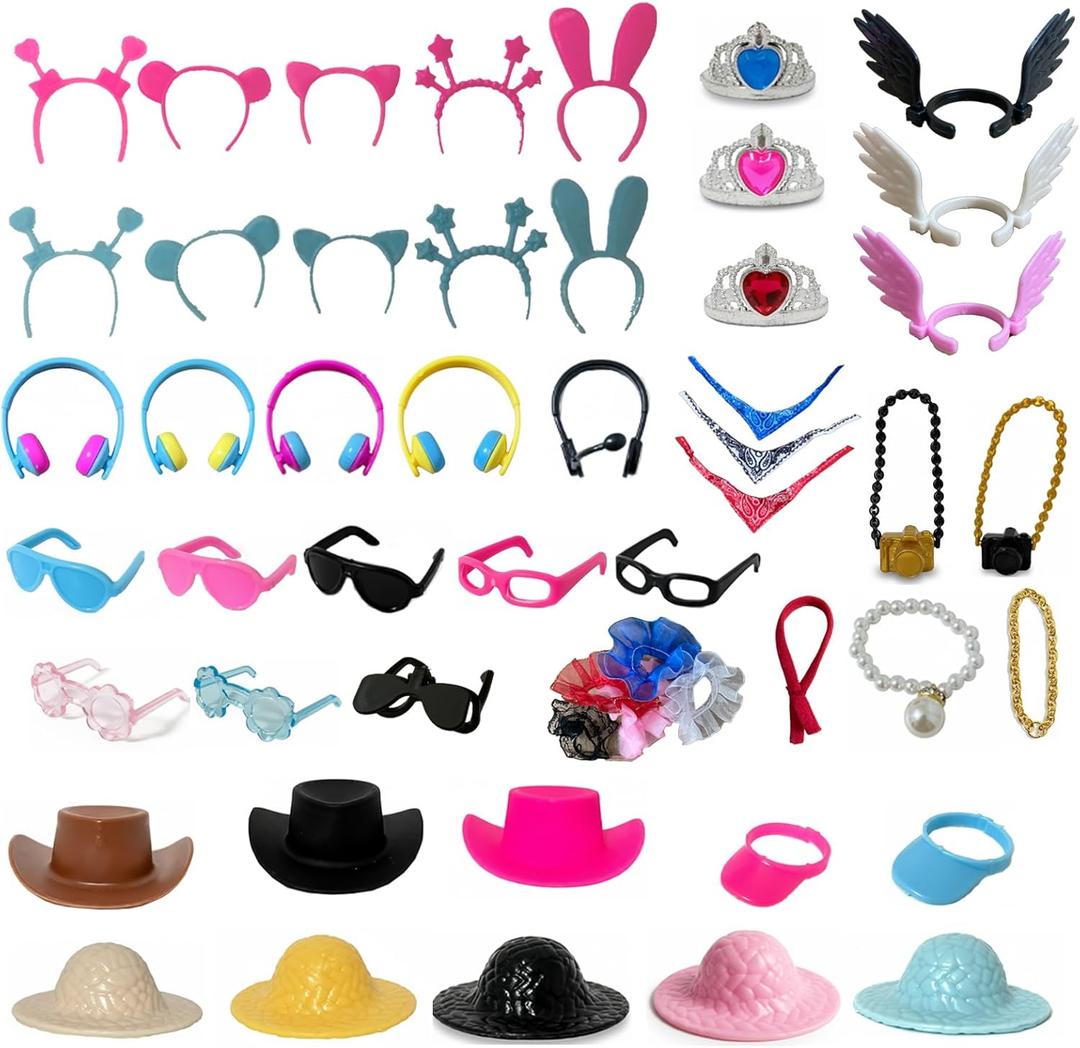 Rubber Duck Accessories 52PCS - Decorations for Rubber Duck - Hats Glasses Earphones Necklaces Wings Crowns DIY Accessories for Rubber Duck (Put On)
