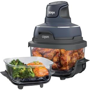 Ninja Crispi 4-in-1 Glass Air Fryer | 450F | Non-Toxic | 4QT & 6-Cup Glass Containers w/Lids | Microwave, Freezer, Dishwasher Safe | Max Crisp, Air Fry, Bake, Recrisp | Cyberspace Gray, FN101GY