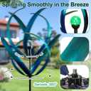 Lariander Outdoor Wind Spinners with Solar Light, 82'' Metal Large Spinner Yard Art, Peacock Blue Wind Sculptures for Garden Lawn Patio, Gifts for Family