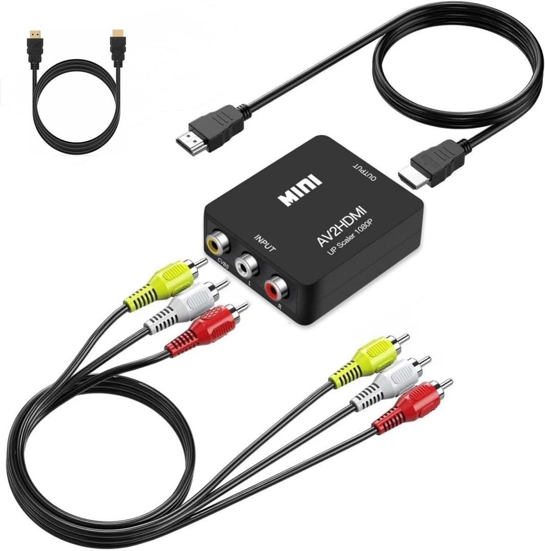 BD&M AV to HDMI Converter, RCA to HDMI, 1080P Mini RCA Composite CVBS Video Audio Converter Adapter Support PAL/NTSC for TV/PC/ PS3/ STB/Xbox VHS/VCR/Blue-Ray DVD Players