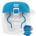 Homedics Bubble Bliss Deluxe Foot Spa with Heat Massaging Arch, 3 Acupressure Attachments, Splash Guard, Raised Nodes Creates Bubbles, Improves Circulation, Soothe Tired Muscles, Built-in Storage (Blue)