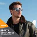 Polarized Sunglasses UV400 with Mirror Coating. Classic Minimalist Design, Stylish to Stand Out in Sunshine (Grey/White Gradient)