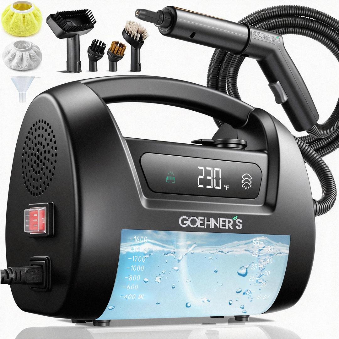 2026 Upgraded Handheld Steam Cleaner, 230F/3.5 Bar High-Pressure Portable Hand Held Steamer for Home & Car, 30s Heat-Up, Chemical-Free Deep Cleaning for Kitchen, Bathroom, Grout (Black)