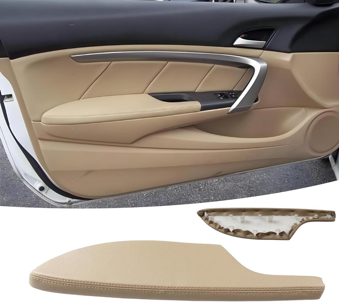 Front Left Beige Leather Door Panel Lid Armrest Fit for Honda Accord 2-Door Coupe 2008-2012 Accessories 83571-TE0-A51ZA, Driver Side