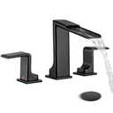 FELIXBATH Lead-Free Black Waterfall Bathroom Faucet 3 Hole - Commercial 8-Inch Widespread Bathroom Faucet with Pop Up Drain, 2 Handle Vanity Faucets for Farmhouse Sink, Restroom, Lavatory
