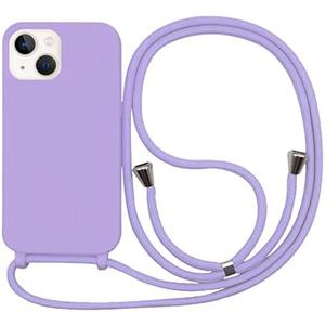 Silicone iPhone 16 Plus Case with Phone Lanyard, Long Crossbody Strap, Universal Lanyard Adjustable Neck Strap Protective Wireless Charging Case Phone Cover(Purple, iPhone 16 Plus)