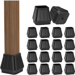 24PCS Square Chair Leg Floor Protectors for Hardwood Floors, Thicken Rubber Chair Leg Cap Covers, Non Slip Furniture Leg Pads to Protect Wood Tile Floors from Scratches and Reduce Noise (Square S(Fit:0.79''-1.18''), Black)