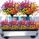 Lnoicy 20pcs Artificial Flowers for Outdoor,Plastic Flowers Decoration, UV Resistant Faux Flowers Shrubs, Artificial Plants for Indoor Outside Garden Home Wedding Farmhouse(7 Colors)