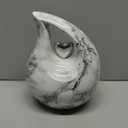 Eternal Tear  Loving Heart Teardrop Cremation Urn for Human Ashes  Solid Metal Adult Memorial Urn Holds Ashes Up to 210 lbs  Unique Drop-Shaped Funeral Urn with Velvet Bag (Carrara White)