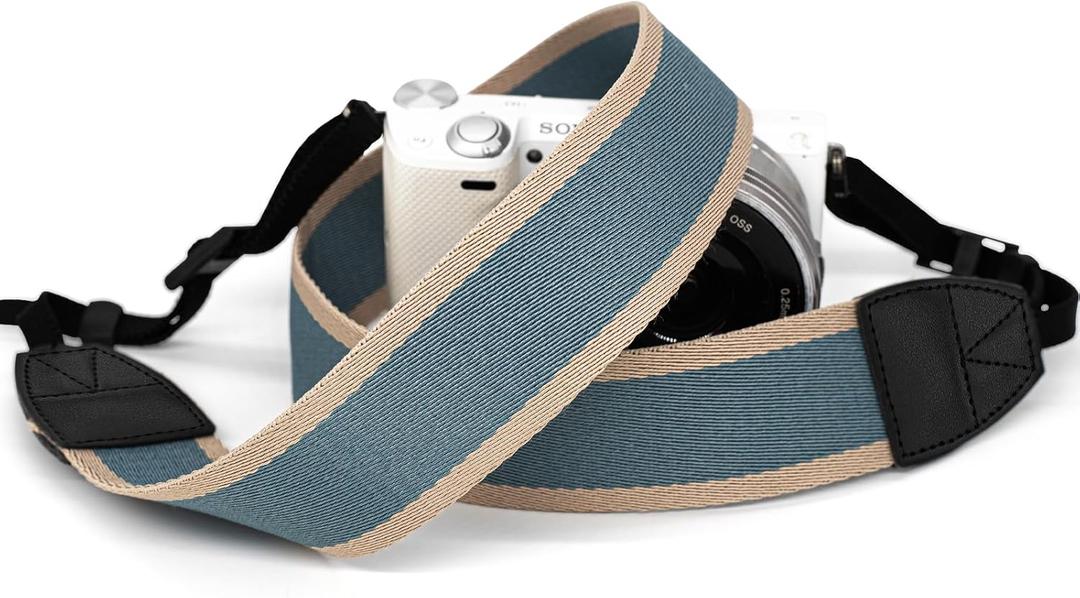 Eggsnow 1.5" Wide Camera Straps, Binocular Strap Universal Shoulder Strap for All DSLR Cameras & Binoculars, Great Gift for Men Women Photographers (D3 - Blue Stripe)