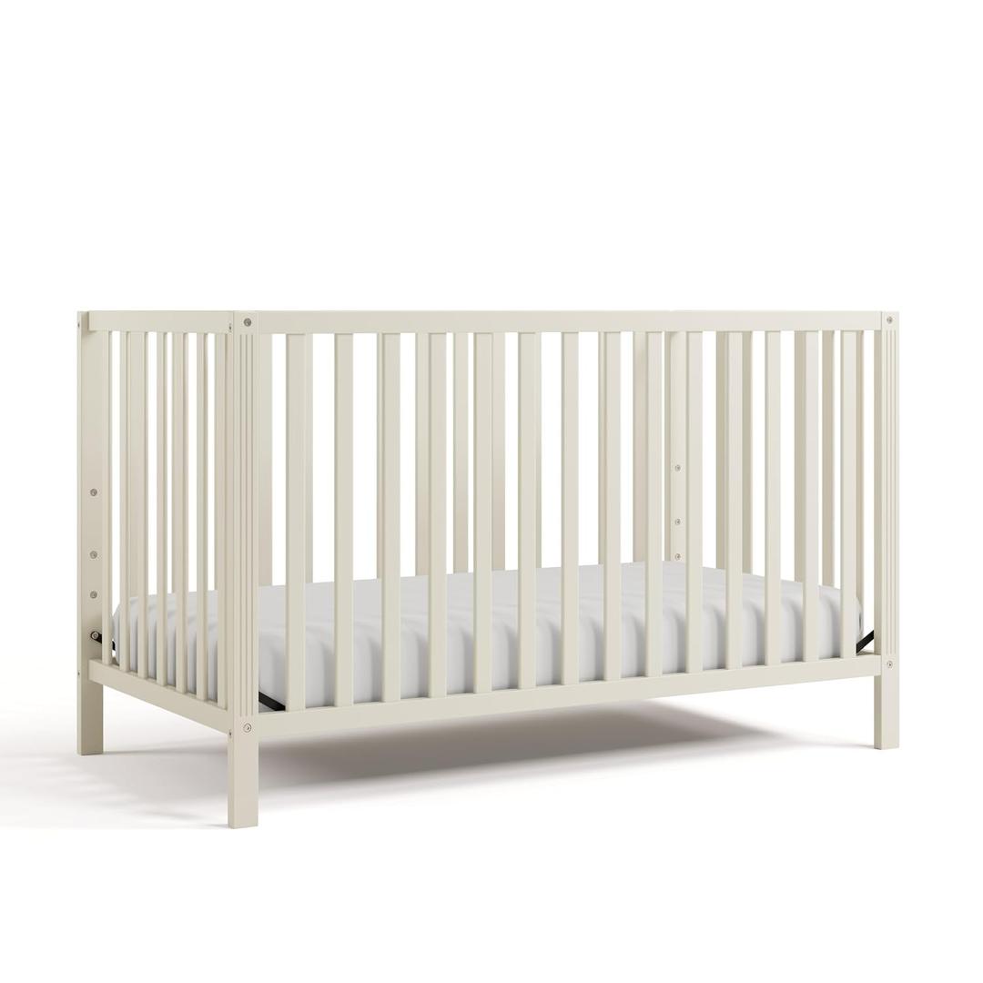 Storkcraft Morningside 5-in-1 Convertible Crib – GREENGUARD Gold Certified, Fits Standard Crib Mattress, Converts to Toddler Bed, Daybed and Full Bed, 4 Adjustable Mattress Heights (Frosted Oat)