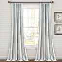 Lush Decor Farmhouse Stripe Yarn Dyed Cotton Window Curtain Panel Pair, 42" W x 84" L, Blue - Classic Modern Rustic Charm - Eco Friendly Cotton Fabric, Rod Pocket, Farmhouse stripe
