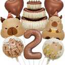 Capybara Birthday Themed Foil Balloon Set - 8-Piece Animal Party Decor with Cake, Hearts, Numbers & Playful Designs,Birthday, Baby Shower, Gender Reveal Parties and Celebrations (2)