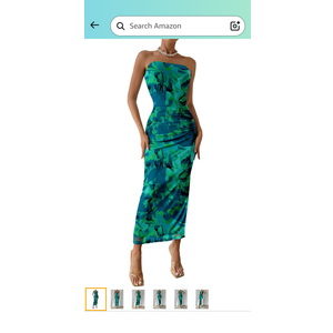 PRETTYGARDEN Women's Summer Maxi Bodycon Dresses Strapless Tube Top Slit Floral Printed Party Club Long Dress M