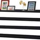Picture Ledge Shelf,47" Long Floating Shelves with Lip Set of 4,Rustic Photo Frames Shelves Vinyl Record Book Storage Display for Living Room Kids Nursery Bedroom Kitchen Bathroom(Black)
