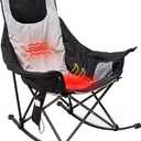 SUNNYFEEL Oversized Heated Camping Chair, Folding Rocking Camping Chairs with Luxury Padded Recliner,Carry Bag, 500 LBS Heavy Duty for Lawn/Outdoor/Picnic/Patio, Portable Rocker Camp Chair (1 PC)