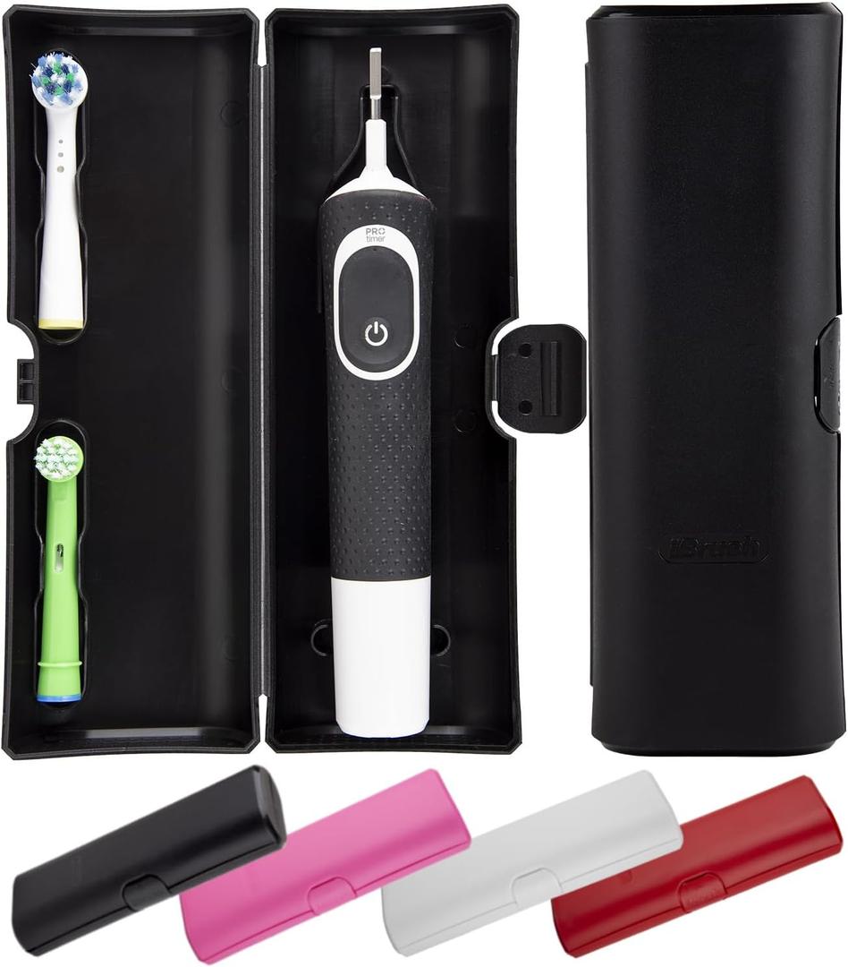 ibrush Electric Toothbrush Travel Case Compatible with Oral-B Compact Hard Shell for Handles up to 20 cm, Protective Toothbrush Holder for Travel & Daily Use (Black)