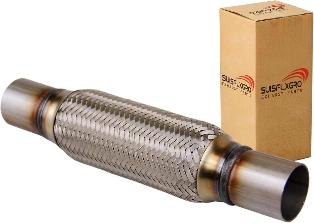 Exhaust Flex Pipe Universal Type 100% Stainless Steel For Heavy Duty and Cars (1 PC, 1.75X8X12)