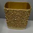 Hymmah Bathroom Trash Can 1.8 Gallon(7 Liter) Small Kitchen Garbage Can,Decor Wastebasket for Bedroom Office,Resin Hand-Carved Rose Flower Gold