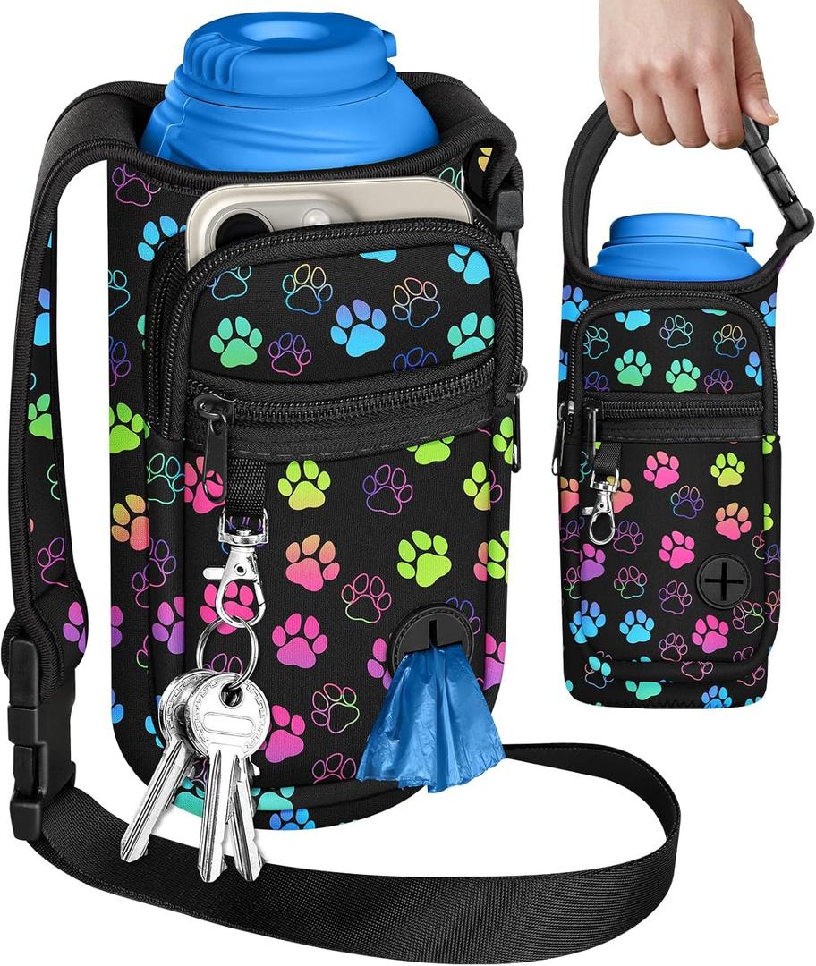 Portable Dog Water Bottle Carrier Bag for PupFlask 27oz - Travel Bottle Purse with Phone Pocket Strap, Pet Water Bottle Holder Cover Sling for Easy Walking Hiking (No Water Bottle) (Colors Paw Print) Portable Dog Water Bottle Carrier Bag for PupFlask 27oz - Travel Bottle Purse with Phone Pocket Strap, Pet Water Bottle Holder Cover Sling for Easy Walking Hiking (No Water Bottle) (Colors Paw Print)