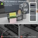 Sponge Holder for Kitchen Sink,Sink Caddy Organizer With Stone Drying Tray, Stainless Steel Kitchen Countertop Organizer for Sponge Soap Dispenser Black