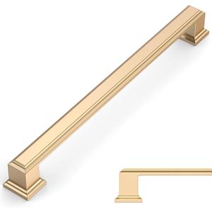 Amerdeco 10 Pack Brushed Brass Cabinet Pulls 10 Inch(256mm) Hole Center Gold Kitchen Cabinet Handles Cabinet Hardware for Bathroom Drawer Pulls ZH001 Amerdeco 10 Pack Brushed Brass Cabinet Pulls 10 Inch(256mm) Hole Center Gold Kitchen Cabinet Handles Cabinet Hardware for Bathroom Drawer Pulls ZH001