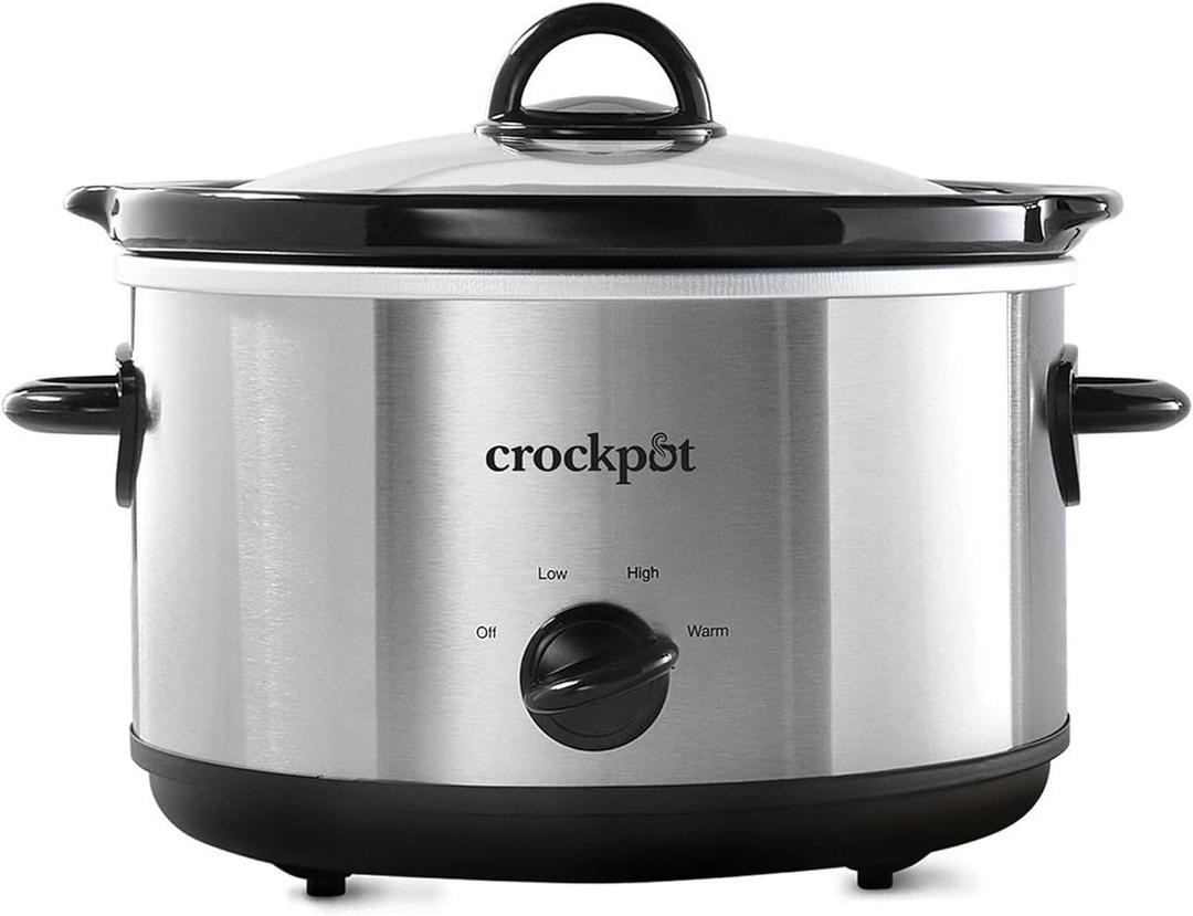 Crock-Pot 4.5 Quarts Manual Design Series Slow Cooker with 3 Manual Heat Settings Cooks Meals for 4 Plus People with Removable Stoneware Bowl, Silver