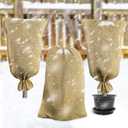 3 Pack 40" x 24" Burlap Winter Plant Cover Bags- Reusable Burlap Frost Cloth Plant Freeze Protection- Warm Burlap Sacks Plant Frost Blankets with Twine for Outdoor Garden Trees Potted Plants