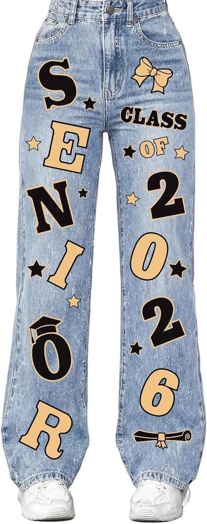4 x Gersoniel Class of 2026 Senior Iron on Transfers for Jeans Graduation Heat Transfer Stickers 2026 Senior Gift Decorations Iron on Patches for Backpack Jacket T-Shirt DIY Crafts(Black, Gold)