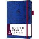 Clever Fox Dotted Journal 2.0 Compact Planning and Sketching Dot Grid Notebook 120 GSM Thick, No-Bleed Paper Planner with Pen Loop, Pocket, Ribbons, Stickers A5 - Navy Blue