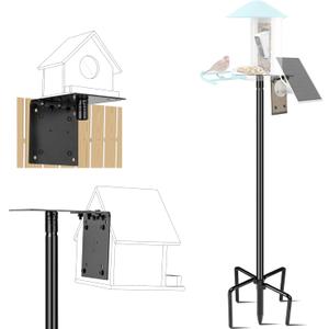 Ottsuls Bird Feeder Pole, 109 Inch Heavy Duty Bird House Pole Kit for Outdoors, with 5-Prong Base Feeding Station for Wild Birds Watching, Adjustable Feeder Stand (House Not Included)