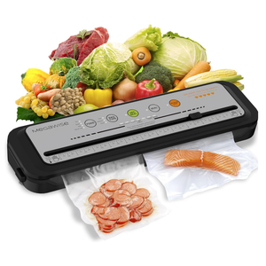 MEGAWISE 2025 Powerful Vacuum Sealer Machine | Compact Design | OneTouch Automatic | Seal in 1020 Seconds | Dry, Moist, Wet, and Cold Modes | With 10 Vacuum Bags & Builtin Cutter (Grey)
