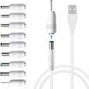 LANMU DC 5V Power Cord, USB to 5V DC Power Cable Charging Cord with 9 Adapters (6.4 * 4.4mm, 6.3 * 3.0mm, 5.5 * 2.5mm, 5.5 * 2.1mm, 5.5 * 1.7 mm, 4.8 * 1.7 mm, 4.0 * 1.7 mm, 3.5 * 1.35 mm, 2.5mm)