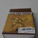 Juegoal Star Tree Topper with 20 LED Lights, Metal Golden Lighted Treetop Ornaments, Battery Powered Light Up Christmas Tree Decorations, 6.5 x 6.5 Inches