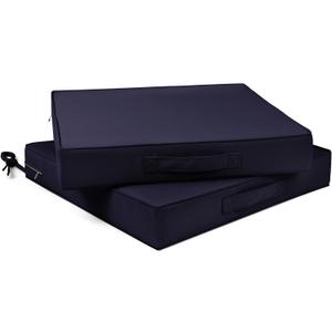 Outdoor Chair Cushion 22 x 22 x 3 Inch Waterproof Patio Chair Cushions Set of 2 Double Piping Outdoor Seat Cushions for Patio Furniture Garden Sofa with Ties, Navy Blue